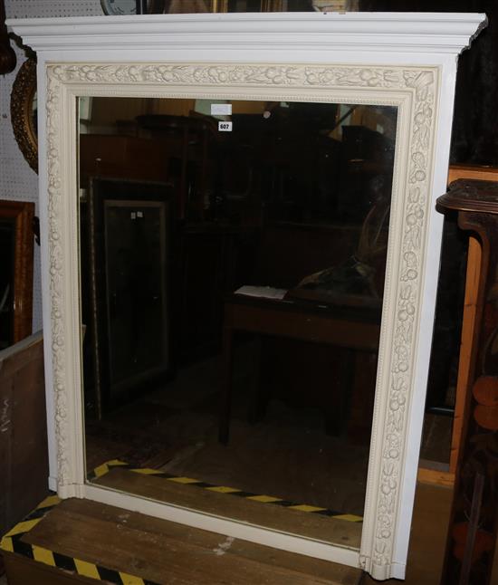 Large white framed overmantel mirror